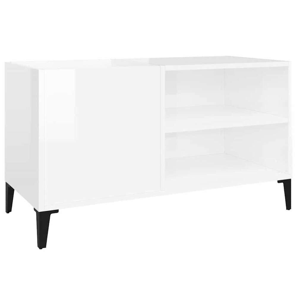 vidaXL Δισκοθήκη Γυαλιστερή Λευκή 84,5x38x48 εκ. Επεξεργασμένο Ξύλο