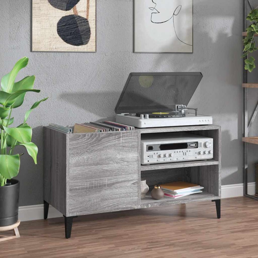 vidaXL Δισκοθήκη Γκρι Sonoma 84,5 x 38 x 48 εκ. από Επεξεργασμένο Ξύλο
