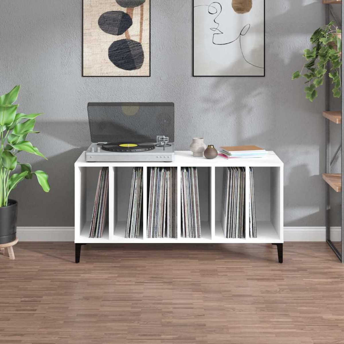 vidaXL Έπιπλο Δίσκων Λευκό 100 x 38 x 48 εκ. από Επεξεργασμένο Ξύλο