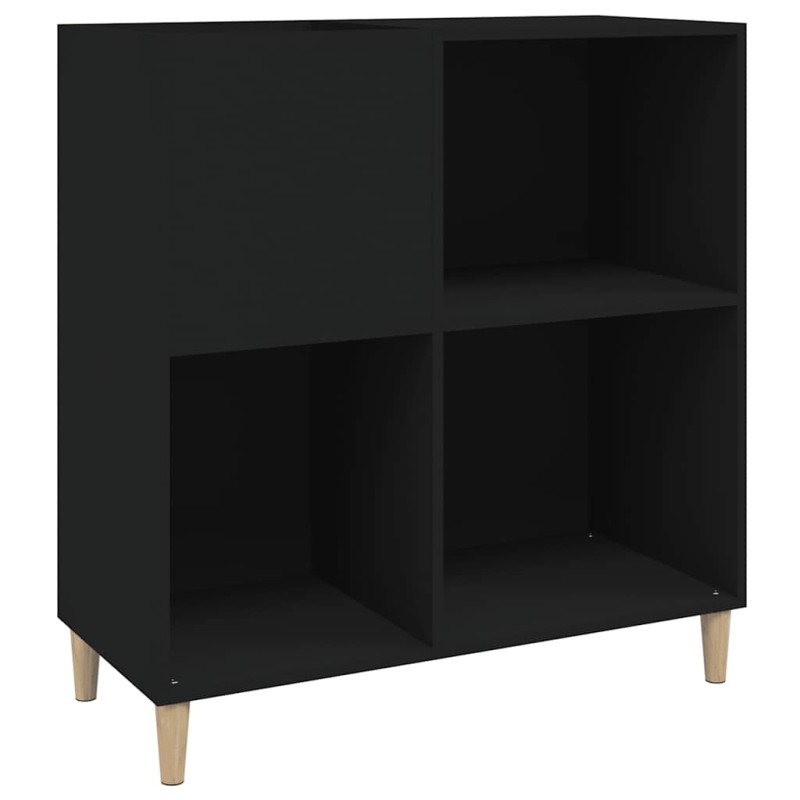 vidaXL Δισκοθήκη Μαύρη 84,5 x 38 x 89 εκ. από Επεξεργασμένο Ξύλο