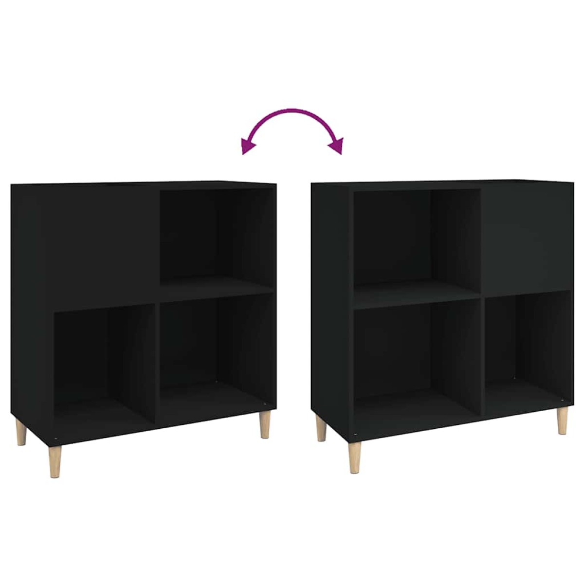 vidaXL Δισκοθήκη Μαύρη 84,5 x 38 x 89 εκ. από Επεξεργασμένο Ξύλο