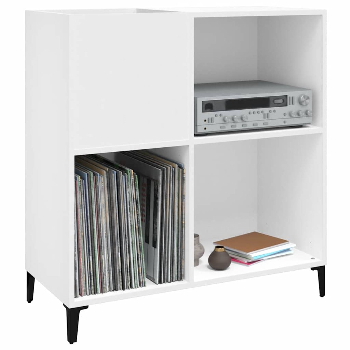 vidaXL Δισκοθήκη Λευκή 84,5 x 38 x 89 εκ. από Επεξεργασμένο Ξύλο