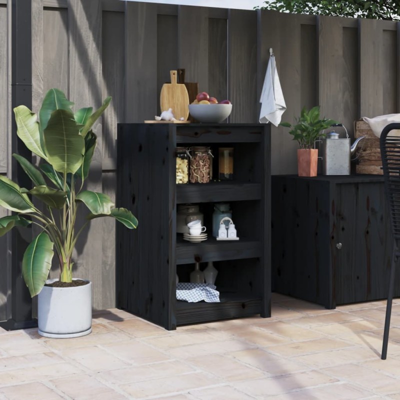 vidaXL Ντουλάπι Κουζίνας Εξ. Χώρου MEPPEL Μαύρο 55x55x92 εκ Μασίφ Ξύλο Πεύκου