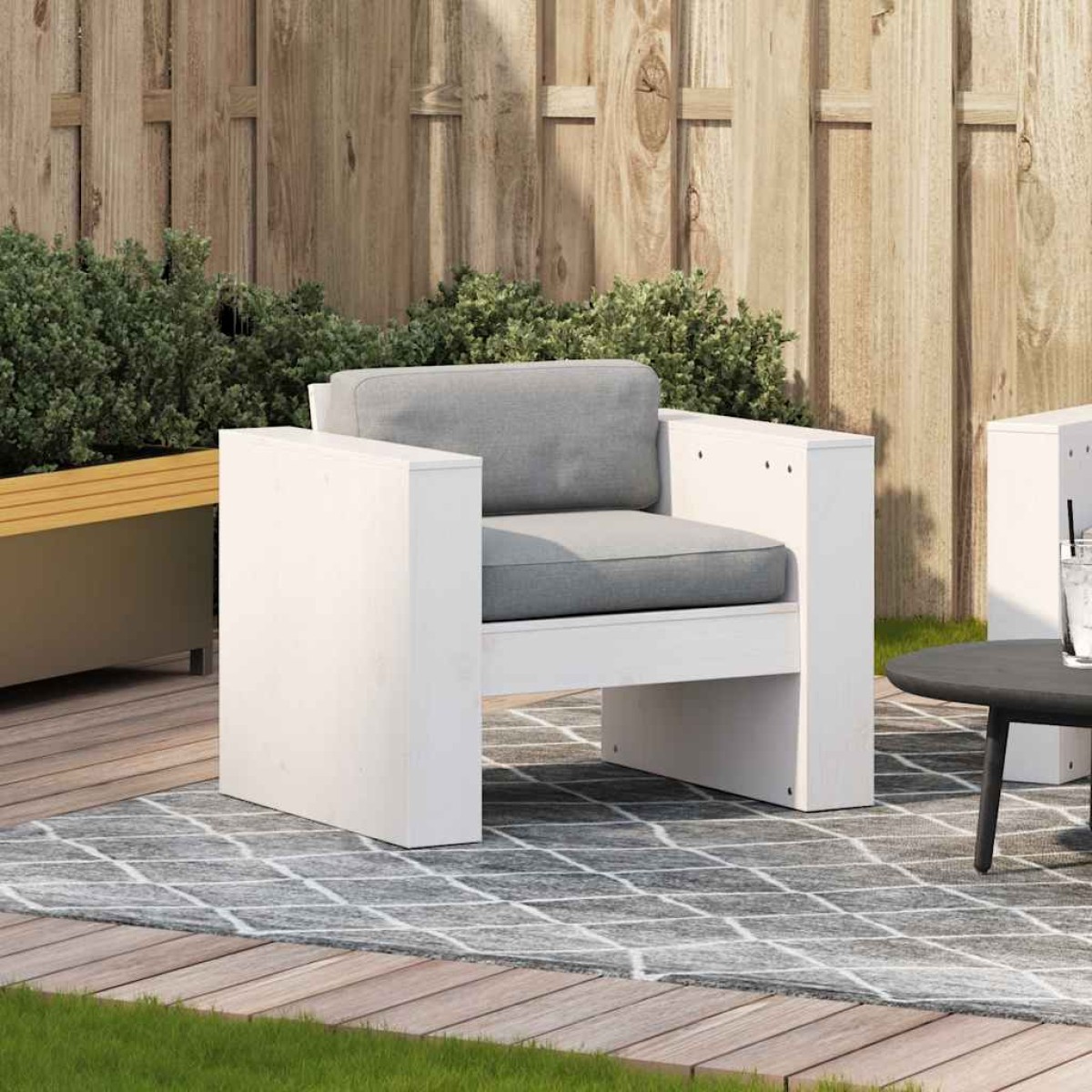 vidaXL Καναπές Κήπου Λευκός 79 x 60 x 62 εκ. από Μασίφ Ξύλο Πεύκου