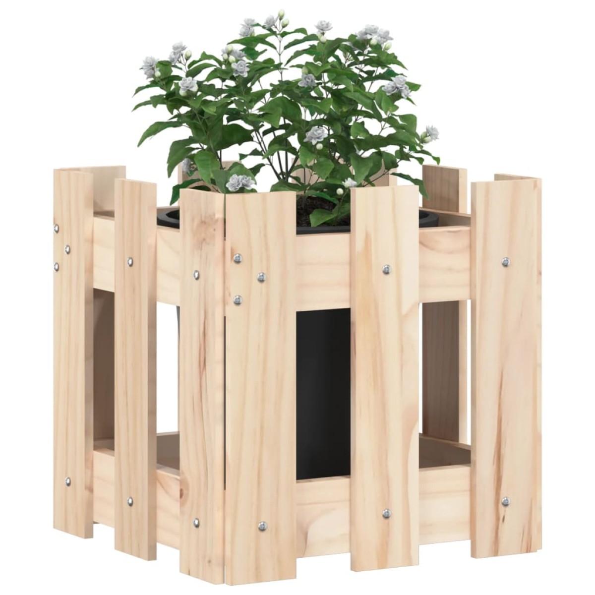 vidaXL Ζαρντινιέρα με Σχέδιο Φράχτη 30 x 30 x 30 εκ. Μασίφ Ξύλο Πεύκου