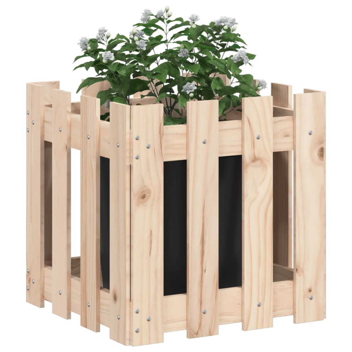 vidaXL Ζαρντινιέρα με Σχέδιο Φράχτη 40 x 40 x 40 εκ. Μασίφ Ξύλο Πεύκου