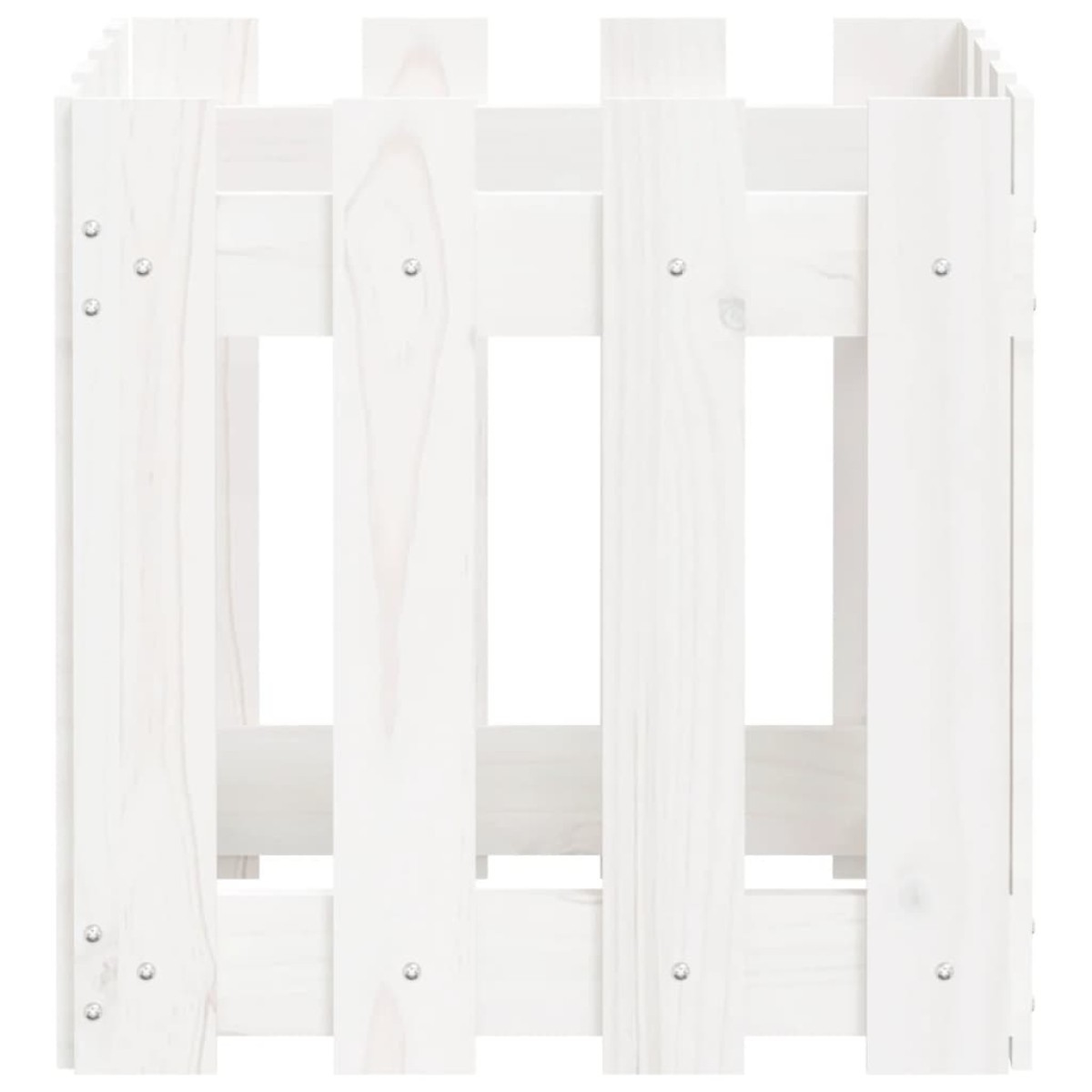 vidaXL Ζαρντινιέρα με Σχέδιο Φράχτη Λευκή 40 x 40 x 40 εκ. Μασίφ Πεύκο