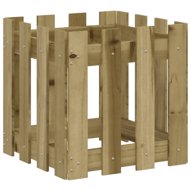 vidaXL Ζαρντινιέρα με Σχέδιο Φράχτη 40x40x40 εκ. Εμποτισμ. Ξύλο Πεύκου