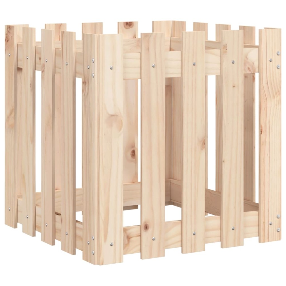 vidaXL Ζαρντινιέρα με Σχέδιο Φράχτη 50 x 50 x 50 εκ. Μασίφ Ξύλο Πεύκου