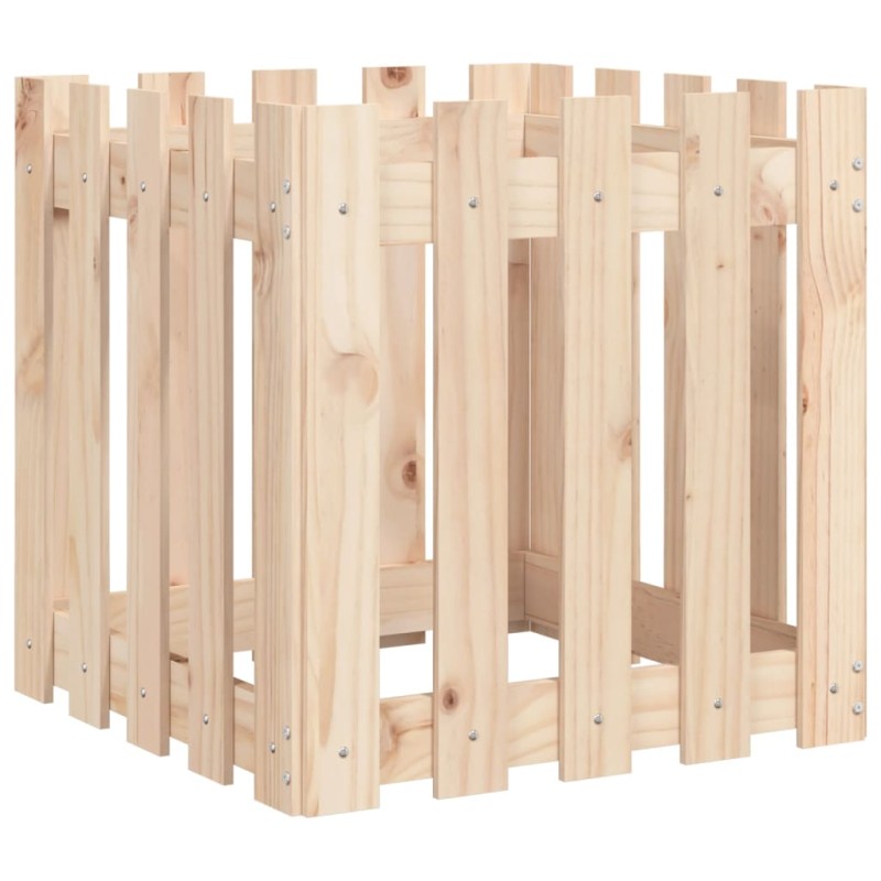 vidaXL Ζαρντινιέρα με Σχέδιο Φράχτη 50 x 50 x 50 εκ. Μασίφ Ξύλο Πεύκου