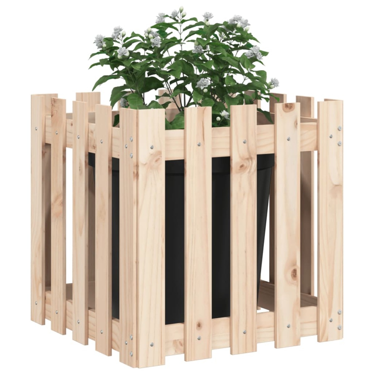 vidaXL Ζαρντινιέρα με Σχέδιο Φράχτη 50 x 50 x 50 εκ. Μασίφ Ξύλο Πεύκου