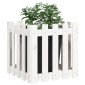 vidaXL Ζαρντινιέρα με Σχέδιο Φράχτη Λευκή 50 x 50 x 50 εκ. Μασίφ Πεύκο