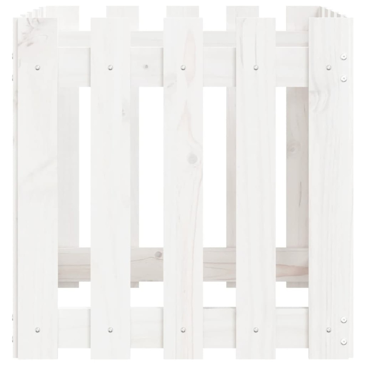 vidaXL Ζαρντινιέρα με Σχέδιο Φράχτη Λευκή 50 x 50 x 50 εκ. Μασίφ Πεύκο
