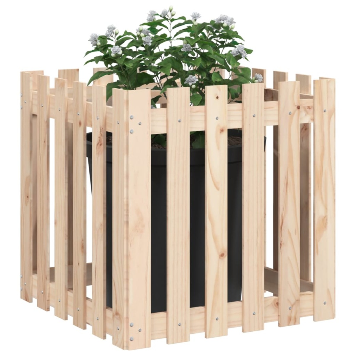 vidaXL Ζαρντινιέρα με Σχέδιο Φράχτη 60 x 60 x 60 εκ. Μασίφ Ξύλο Πεύκου