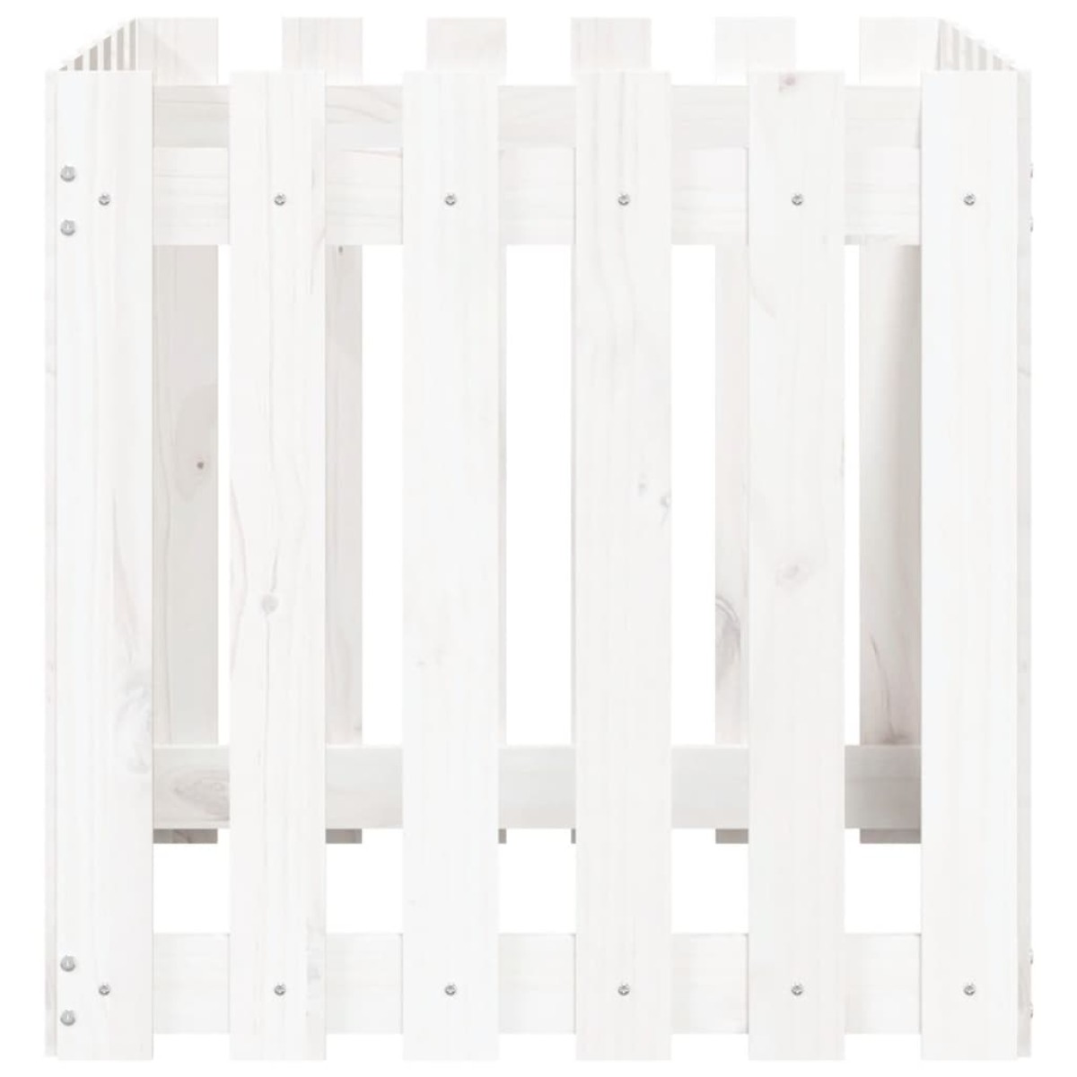 vidaXL Ζαρντινιέρα με Σχέδιο Φράχτη Λευκή 60 x 60 x 60 εκ. Μασίφ Πεύκο