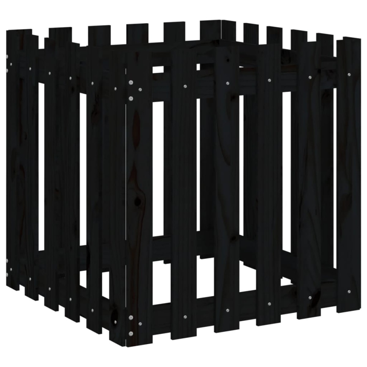 vidaXL Ζαρντινιέρα με Σχέδιο Φράχτη Μαύρη 60 x 60 x 60 εκ. Μασίφ Πεύκο