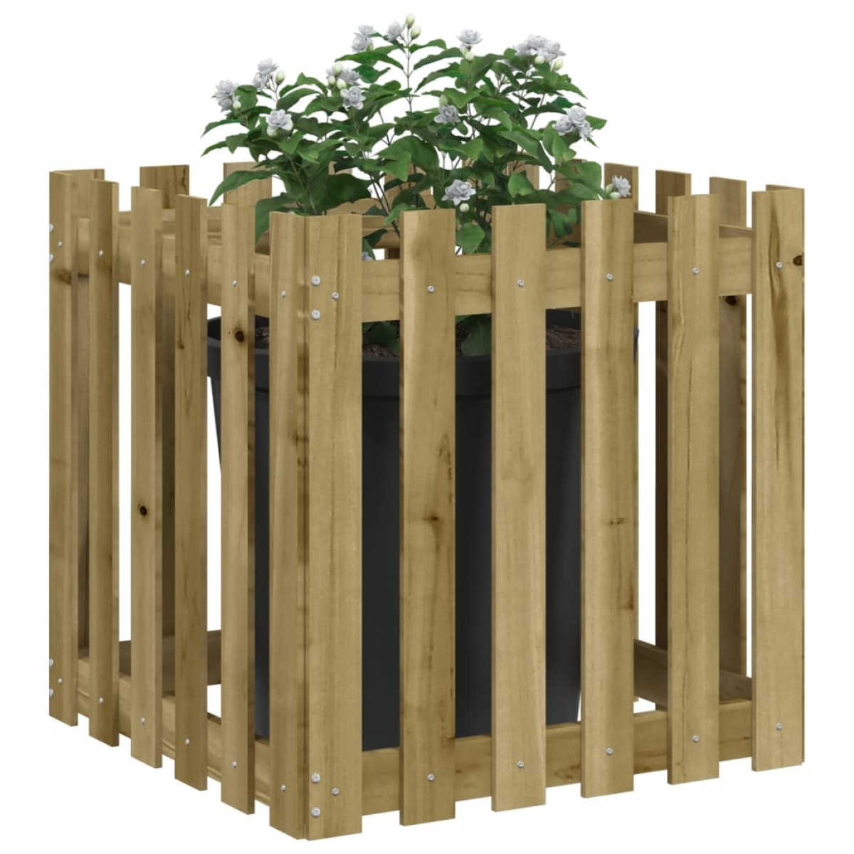 vidaXL Ζαρντινιέρα με Σχέδιο Φράχτη 60x60x60 εκ. Εμποτισμ. Ξύλο Πεύκου