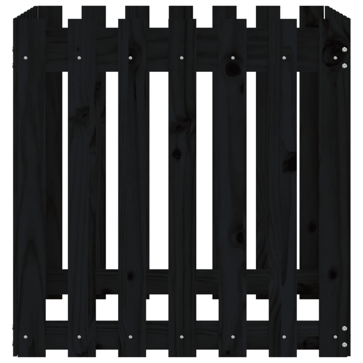 vidaXL Ζαρντινιέρα με Σχέδιο Φράχτη Μαύρη 70 x 70 x 70 εκ. Μασίφ Πεύκο