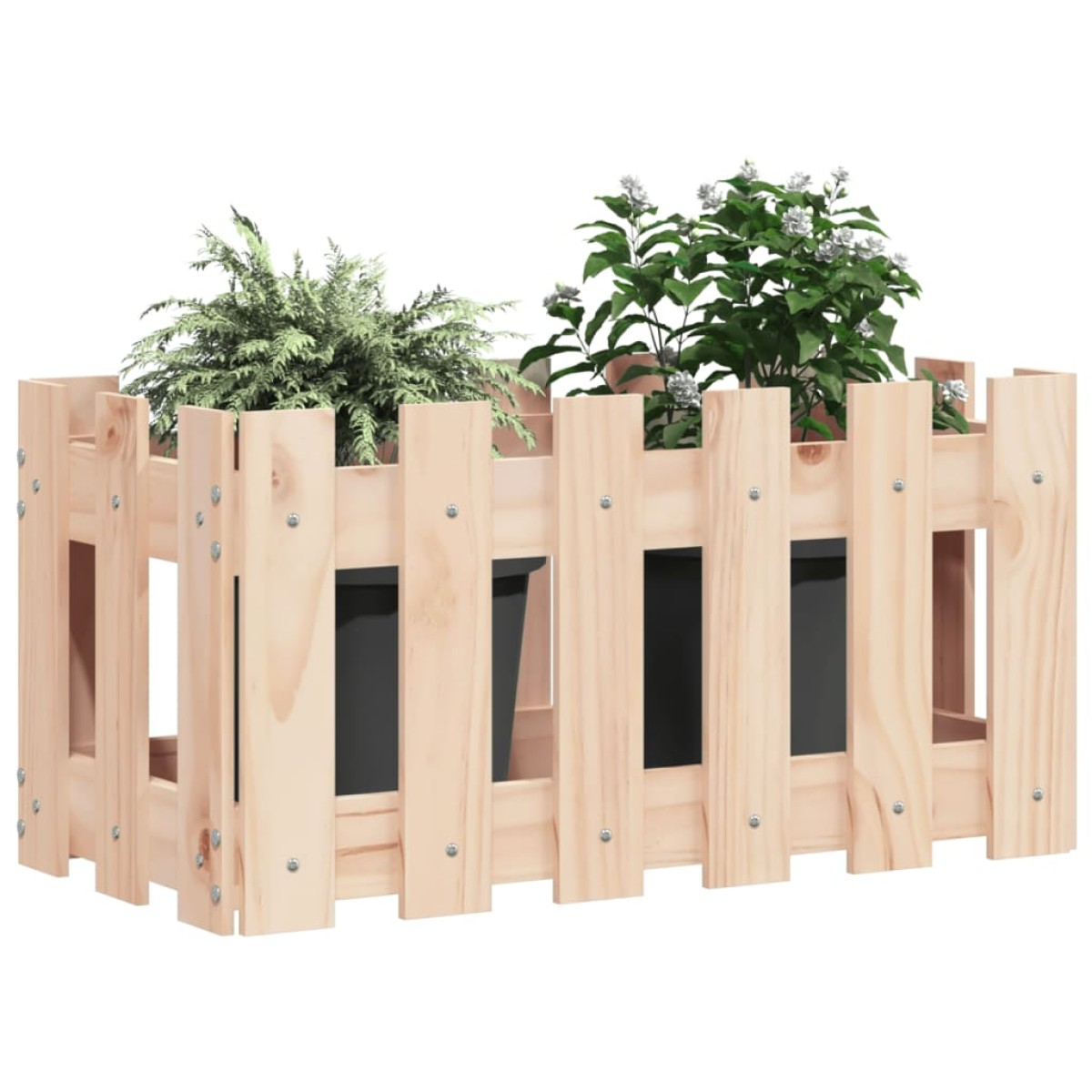 vidaXL Ζαρντινιέρα με Σχέδιο Φράχτη 60 x 30 x 30 εκ. Μασίφ Ξύλο Πεύκου