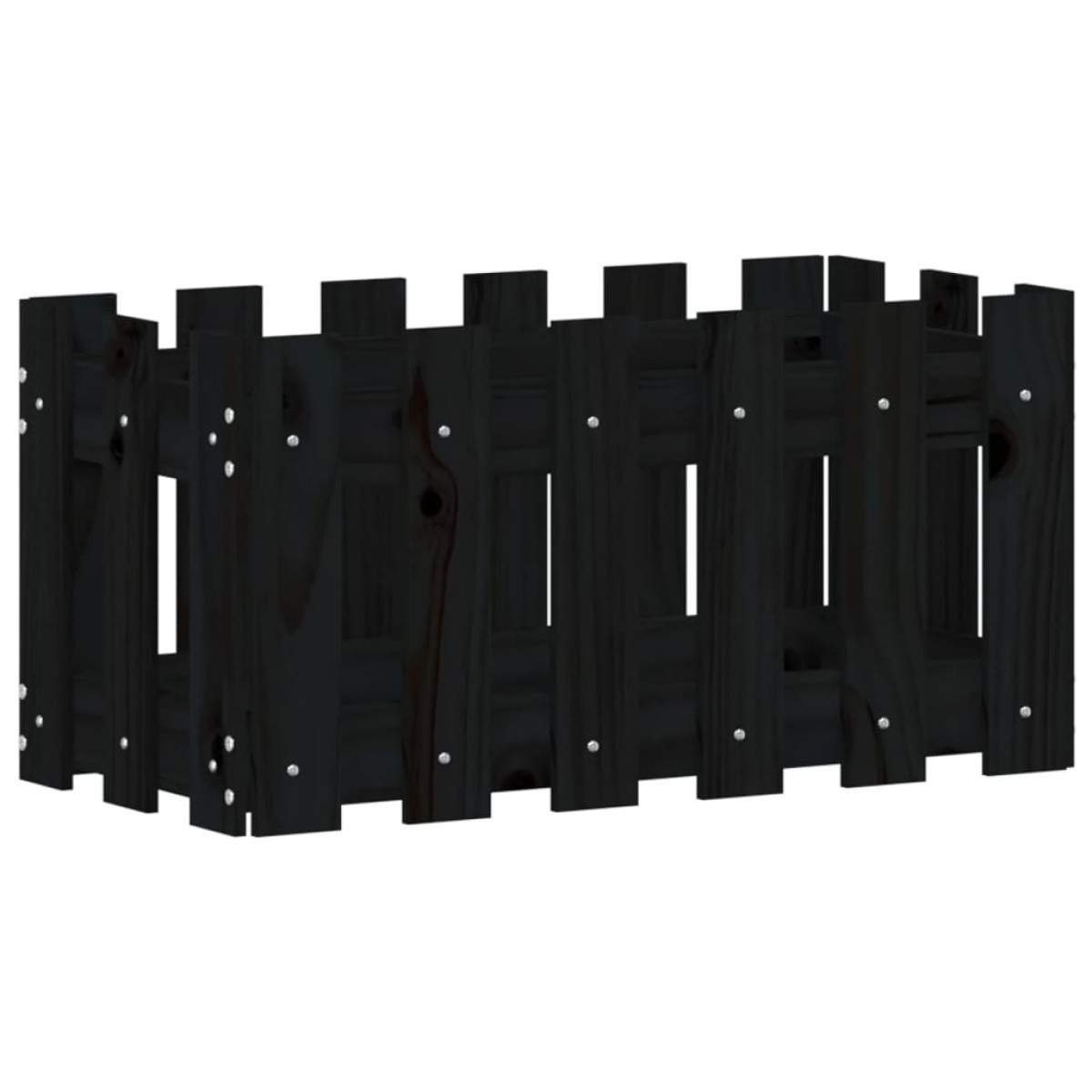vidaXL Ζαρντινιέρα με Σχέδιο Φράχτη Μαύρη 60 x 30 x 30 εκ. Μασίφ Πεύκο