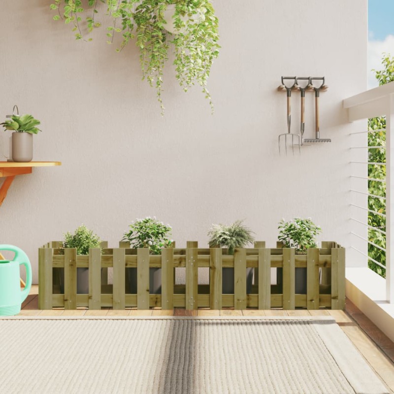 vidaXL Ζαρντινιέρα με Σχέδιο Φράχτη 150x30x30εκ. Εμποτισμ. Ξύλο Πεύκου