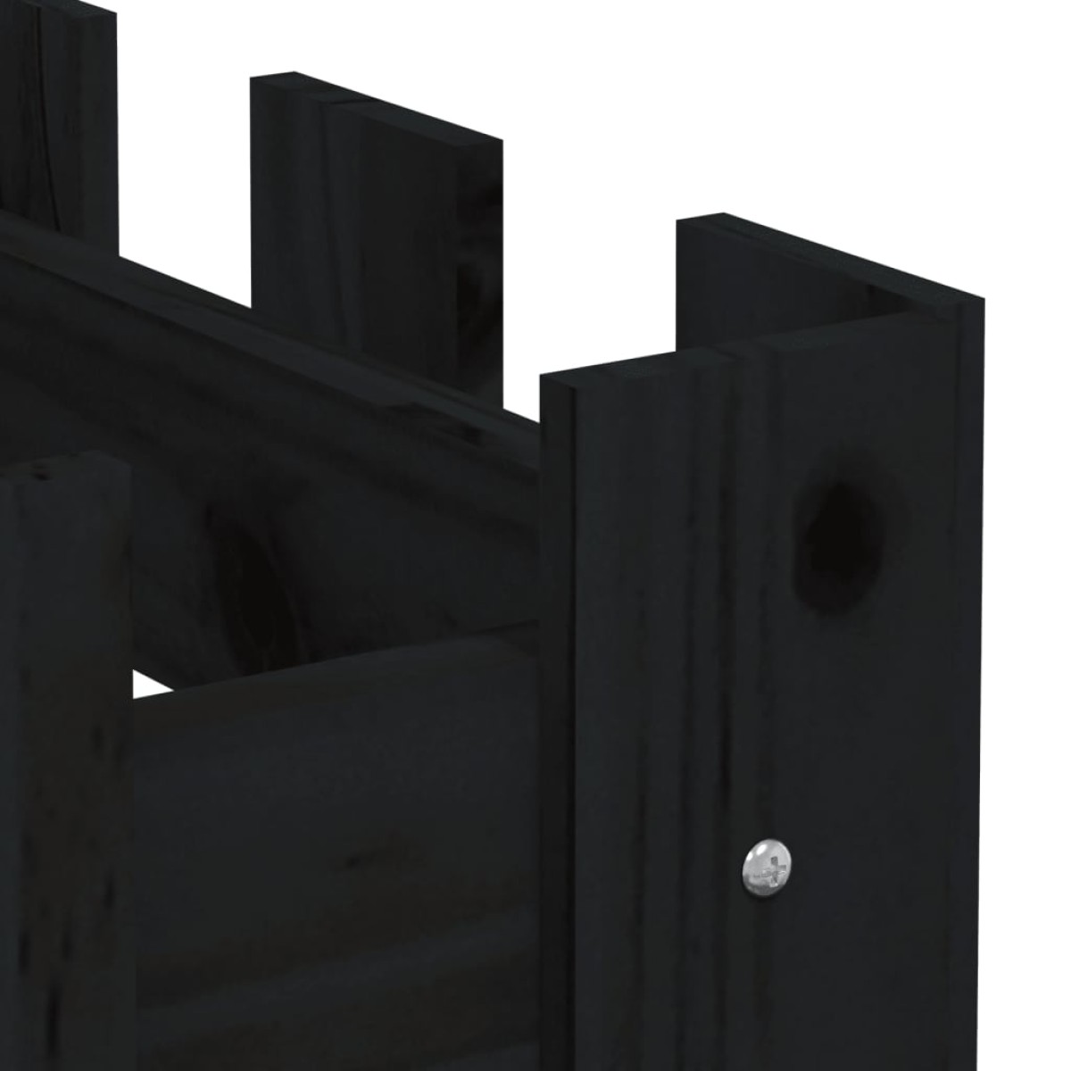 vidaXL Ζαρντινιέρα με Σχέδιο Φράχτη Μαύρη 200x30x30 εκ. Μασίφ Πεύκο