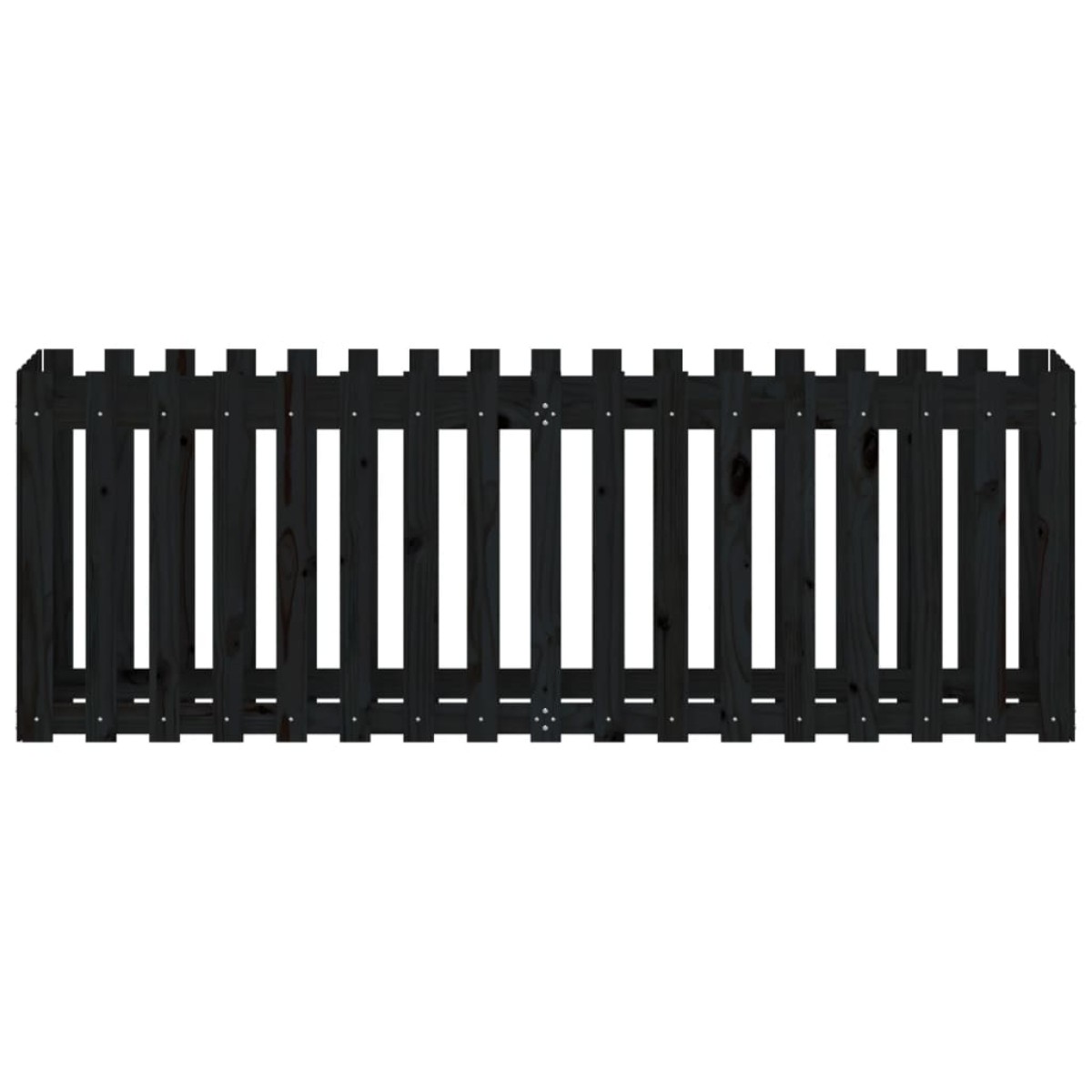 vidaXL Ζαρντινιέρα με Σχέδιο Φράχτη Μαύρη 200x50x70 εκ. Μασίφ Πεύκο