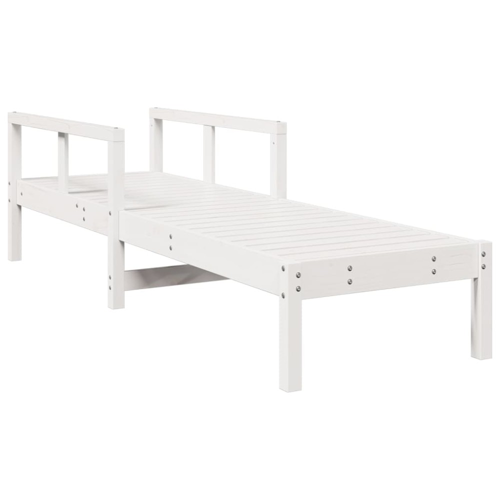 vidaXL Ξαπλώστρα Λευκή 199,5x62x55 εκ. από Μασίφ Ξύλο Πεύκου