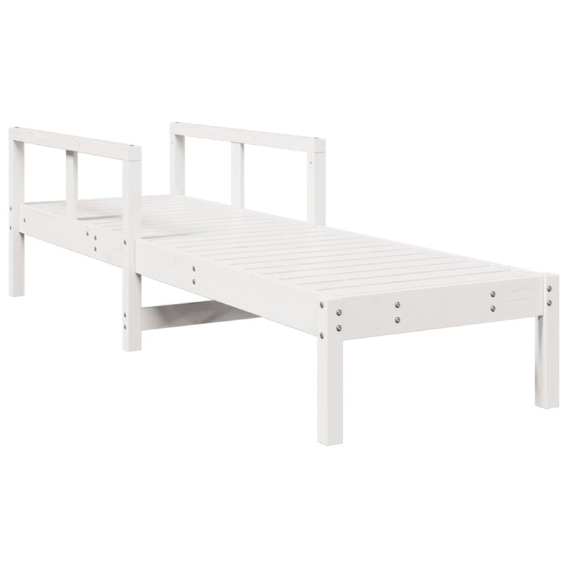 vidaXL Ξαπλώστρα Λευκή 199,5x62x55 εκ. από Μασίφ Ξύλο Πεύκου