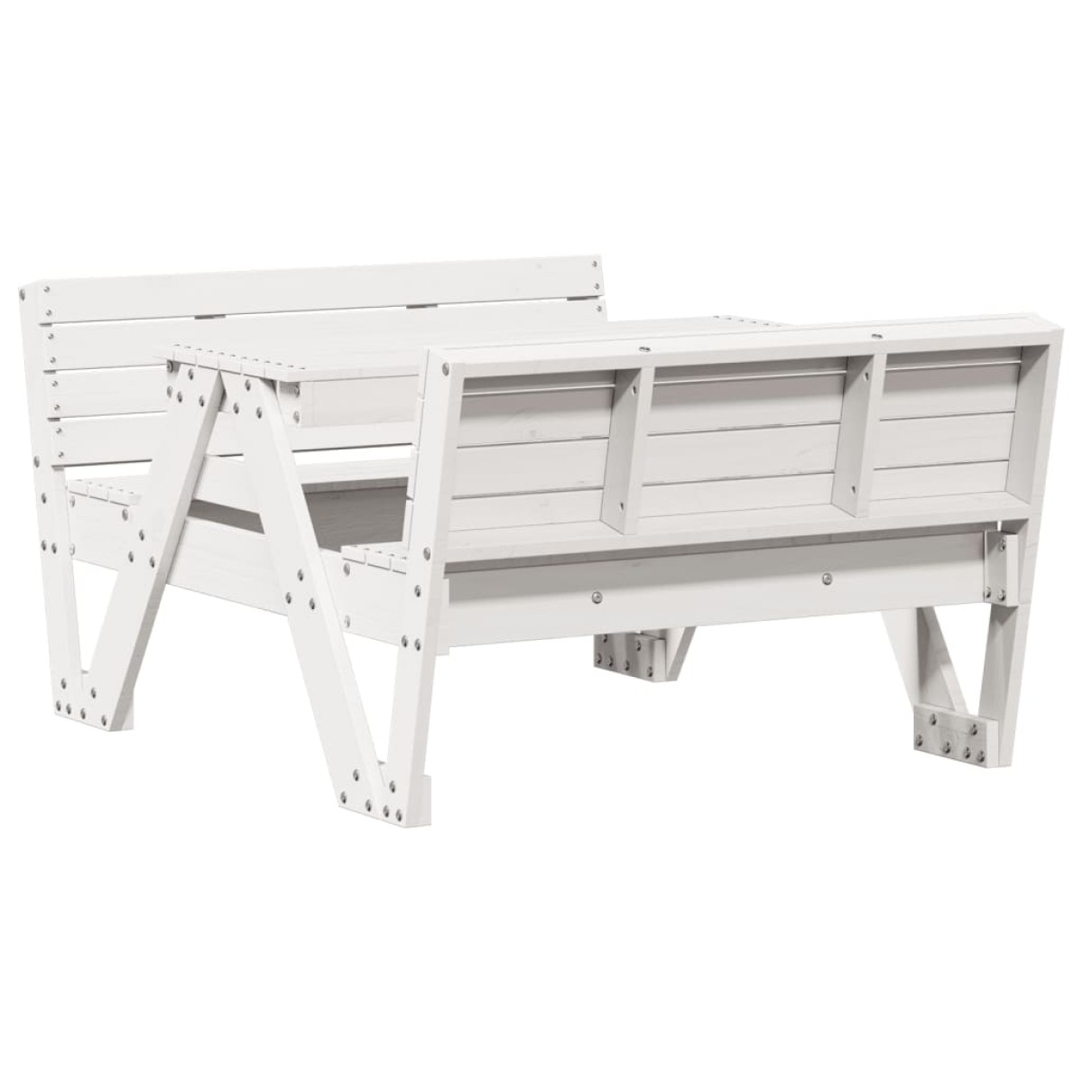 vidaXL Τραπέζι Πικνίκ για Παιδιά 88x122x58 εκ. Λευκό Μασίφ Ξύλο Πεύκου