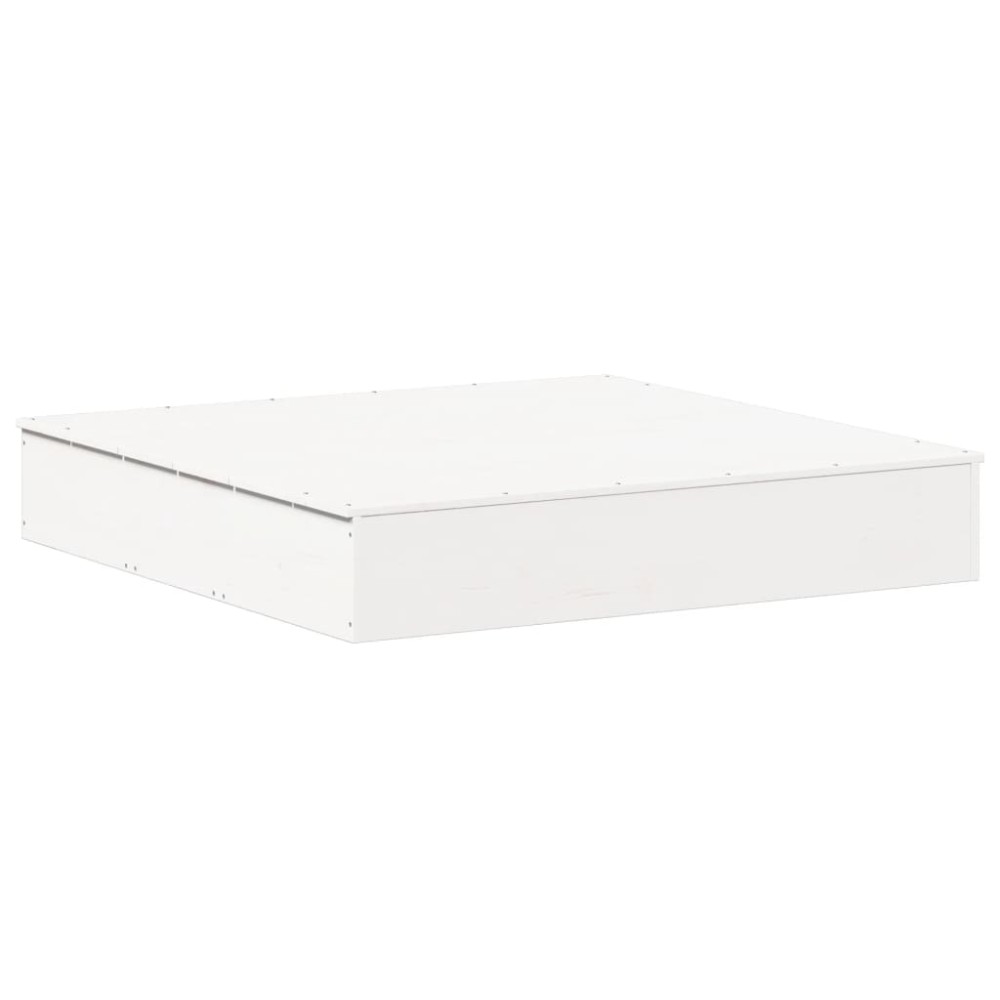 vidaXL Αμμοδόχος με Κάλυμμα Λευκή 111x111x19,5 εκ. Μασίφ Ξύλο Πεύκου