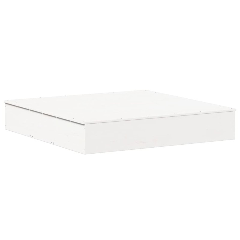 vidaXL Αμμοδόχος με Κάλυμμα Λευκή 111x111x19,5 εκ. Μασίφ Ξύλο Πεύκου