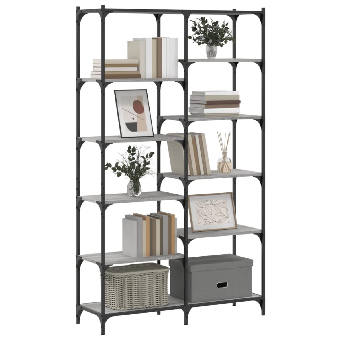 vidaXL Βιβλιοθήκη Γκρι Sonoma 100x32x170 εκ. Επεξεργ. Ξύλο / Σίδηρος