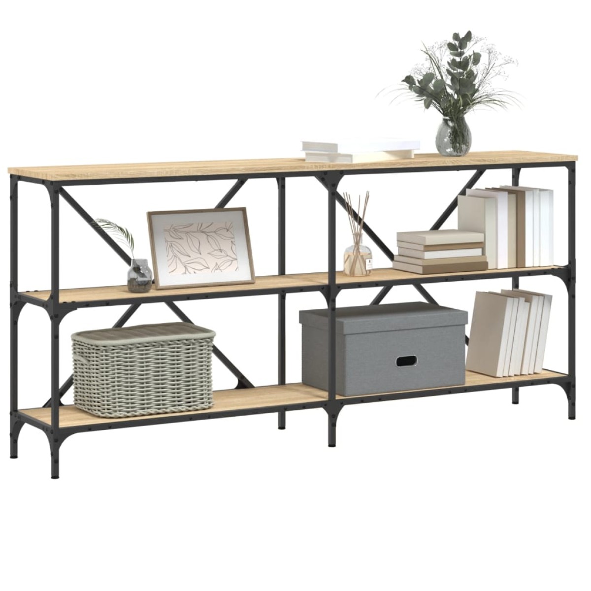 vidaXL Τραπέζι Κονσόλα Sonoma Δρυς 160x30x75 εκ. Επεξ. Ξύλο/Σίδηρος
