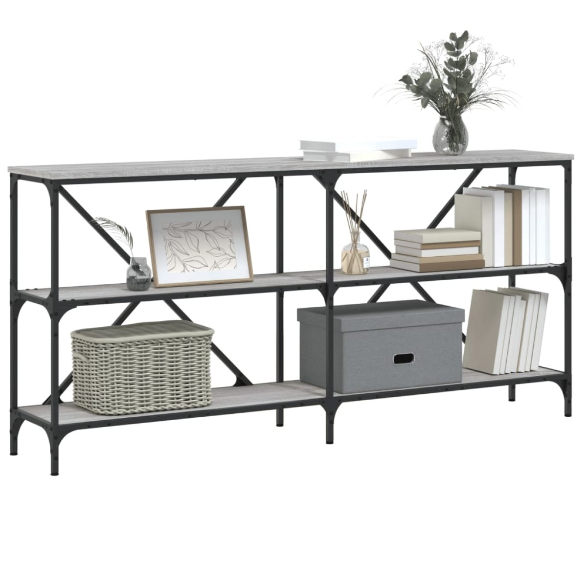 vidaXL Τραπέζι Κονσόλα Γκρι Sonoma 160x30x75 εκ. Επεξ. Ξύλο/Σίδηρος
