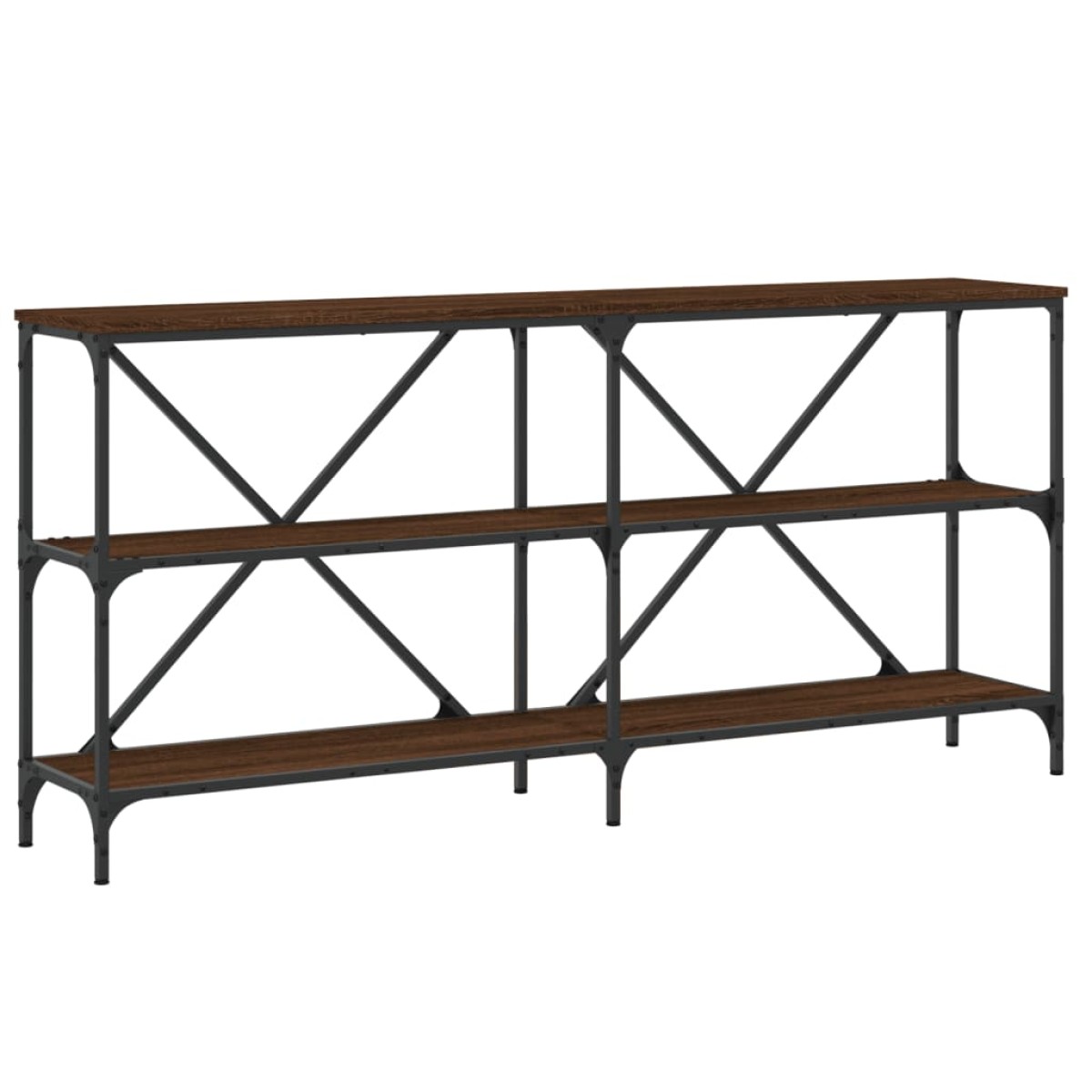 vidaXL Τραπέζι Κονσόλα Καφέ Δρυς 160x30x75 εκ. Επεξ. Ξύλο/Σίδηρος
