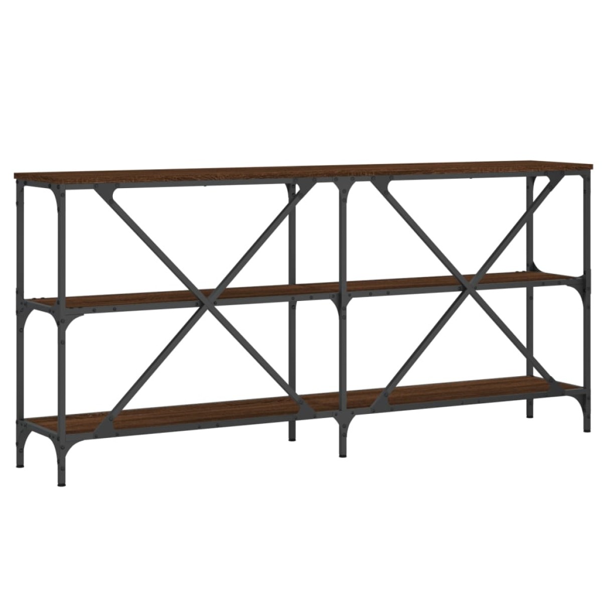 vidaXL Τραπέζι Κονσόλα Καφέ Δρυς 160x30x75 εκ. Επεξ. Ξύλο/Σίδηρος