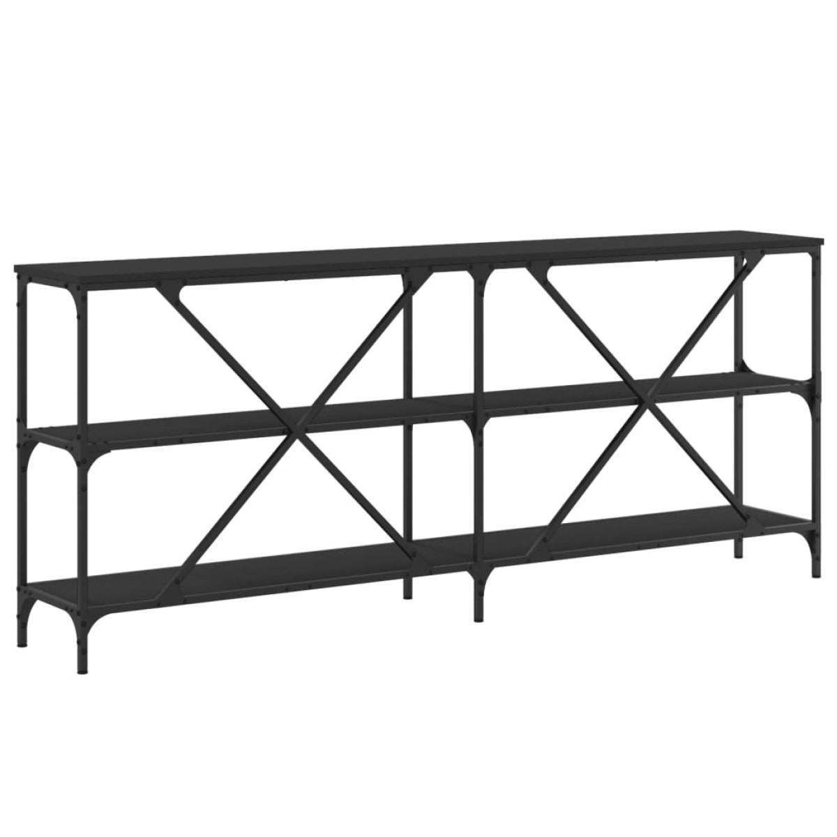 vidaXL Τραπέζι Κονσόλα Μαύρο 180 x 30 x 75 εκ. Επεξεργ. Ξύλο/Σίδηρος