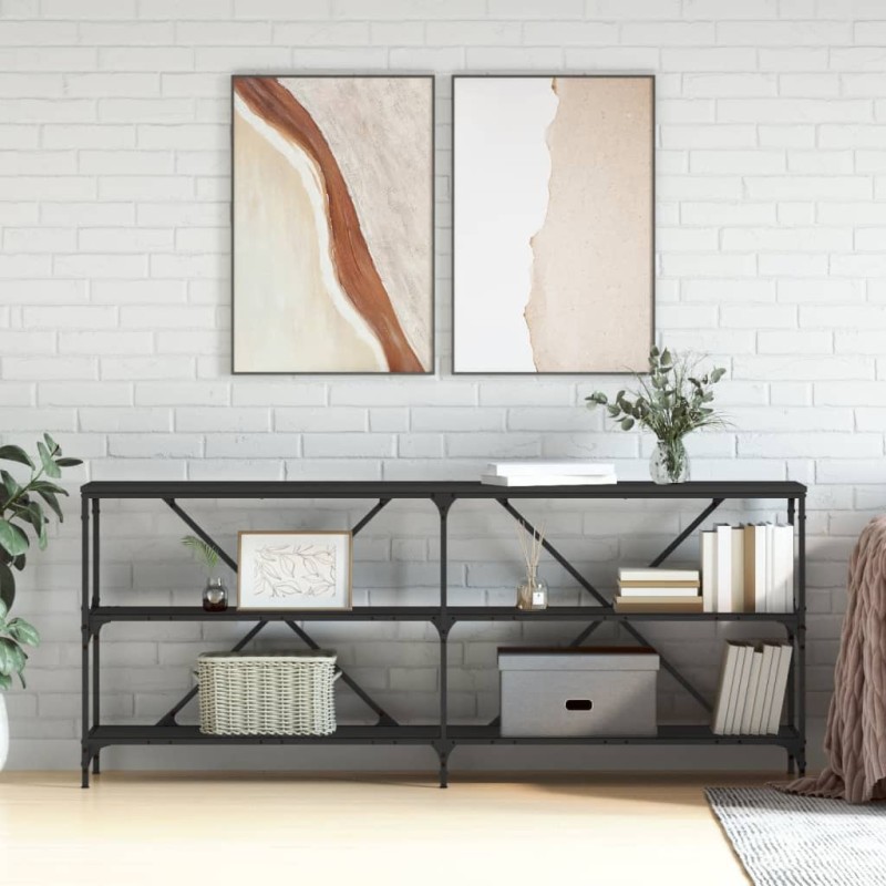 vidaXL Τραπέζι Κονσόλα Μαύρο 180 x 30 x 75 εκ. Επεξεργ. Ξύλο/Σίδηρος