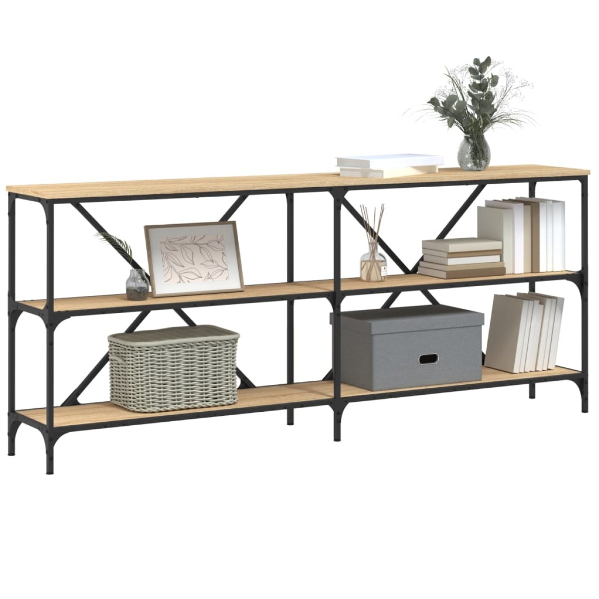 vidaXL Τραπεζάκι Κονσόλα Sonoma Δρυς 180x30x75 εκ. Επεξ. Ξύλο/Σίδηρος