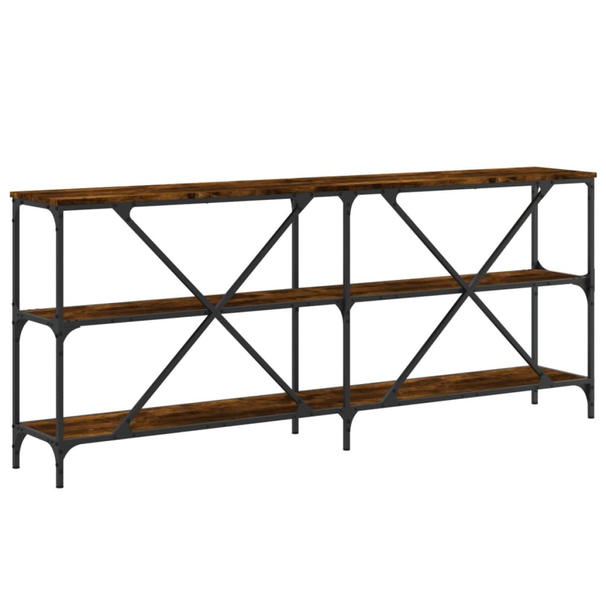 vidaXL Τραπέζι Κονσόλα Καπνιστή Δρυς 180x30x75 εκ. Επεξ. Ξύλο/Σίδηρος