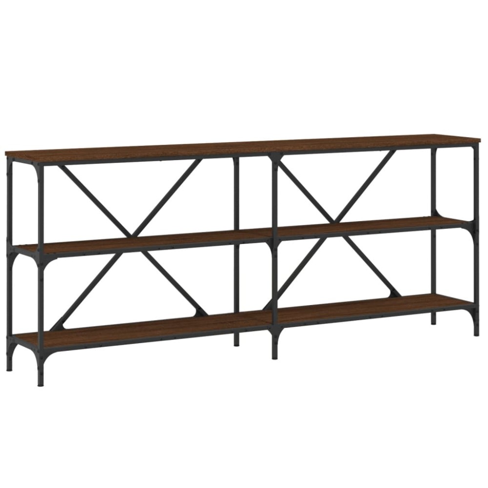 vidaXL Τραπέζι Κονσόλα Καφέ Δρυς 180x30x75 εκ. Επεξ. Ξύλο/Σίδηρος