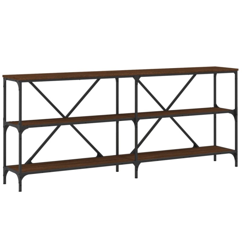 vidaXL Τραπέζι Κονσόλα Καφέ Δρυς 180x30x75 εκ. Επεξ. Ξύλο/Σίδηρος