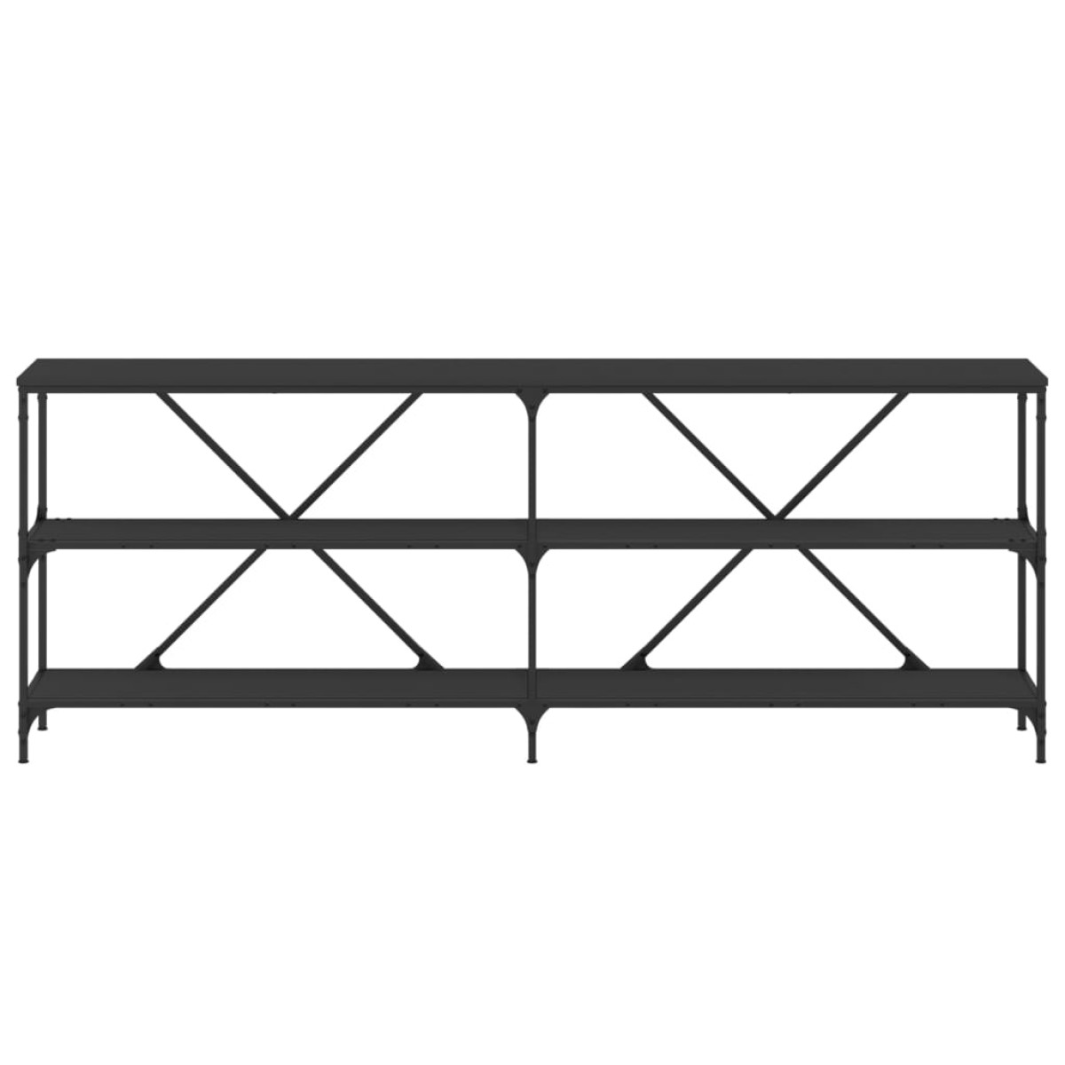 vidaXL Τραπέζι Κονσόλα Μαύρο 200 x 30 x 75 εκ. Επεξεργ. Ξύλο/Σίδηρος