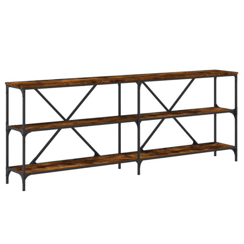 vidaXL Τραπέζι Κονσόλα Καπνιστή Δρυς 200x30x75 εκ. Επεξ. Ξύλο/Σίδηρος