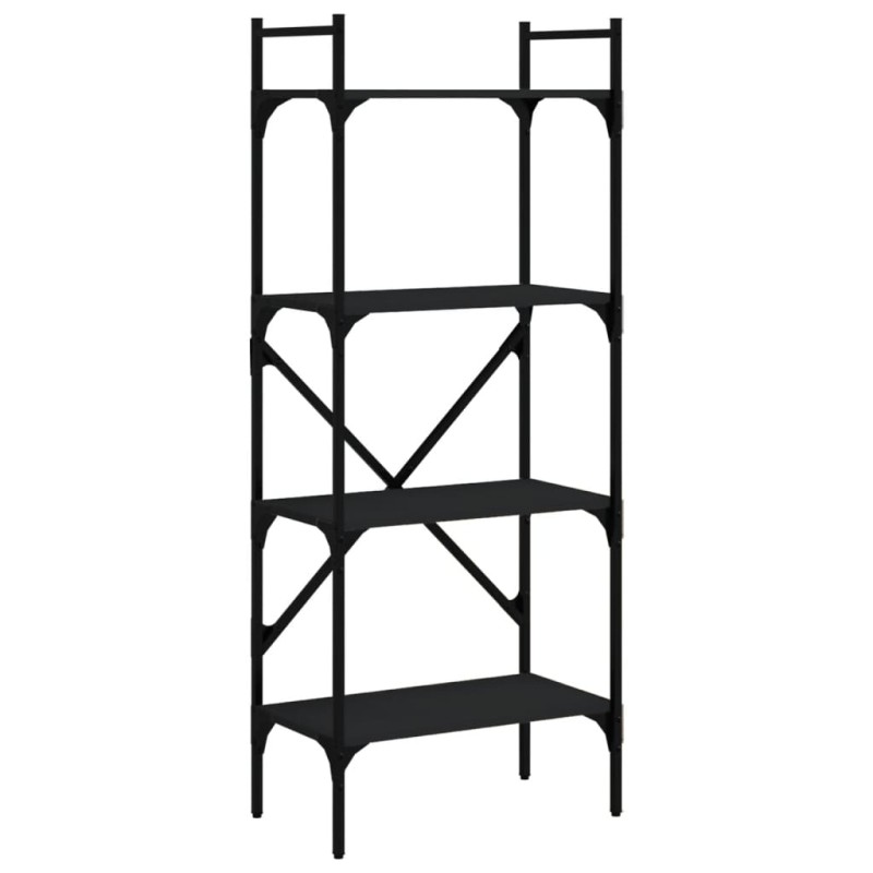vidaXL Βιβλιοθήκη 4 Επιπέδων Μαύρη 56x31,5x138,5 εκ. Επεξεργ. Ξύλο