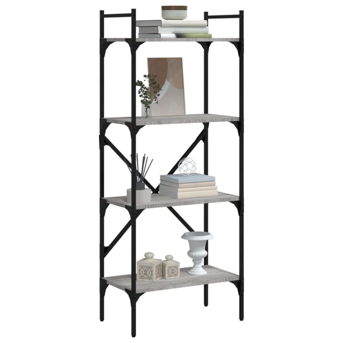 vidaXL Βιβλιοθήκη 4 Επιπέδων Γκρι Sonoma 56x31,5x138,5 εκ. Επεξ. Ξύλο