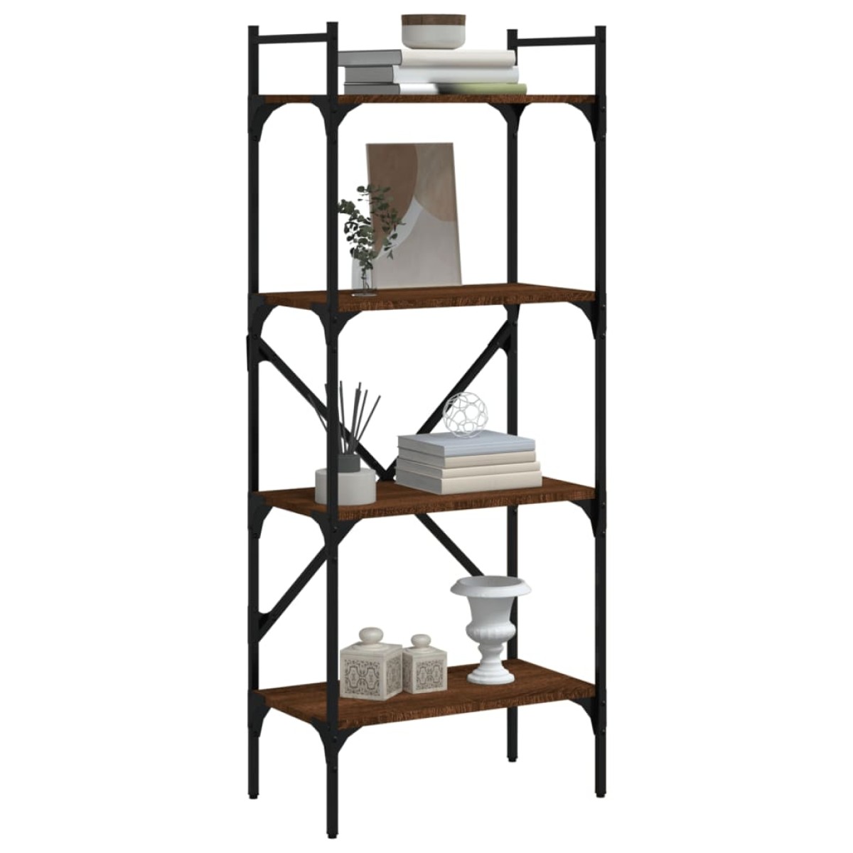vidaXL Βιβλιοθήκη 4 Επιπέδων Καφέ Δρυς 56x31,5x138,5 εκ. Επεξεργ. Ξύλο