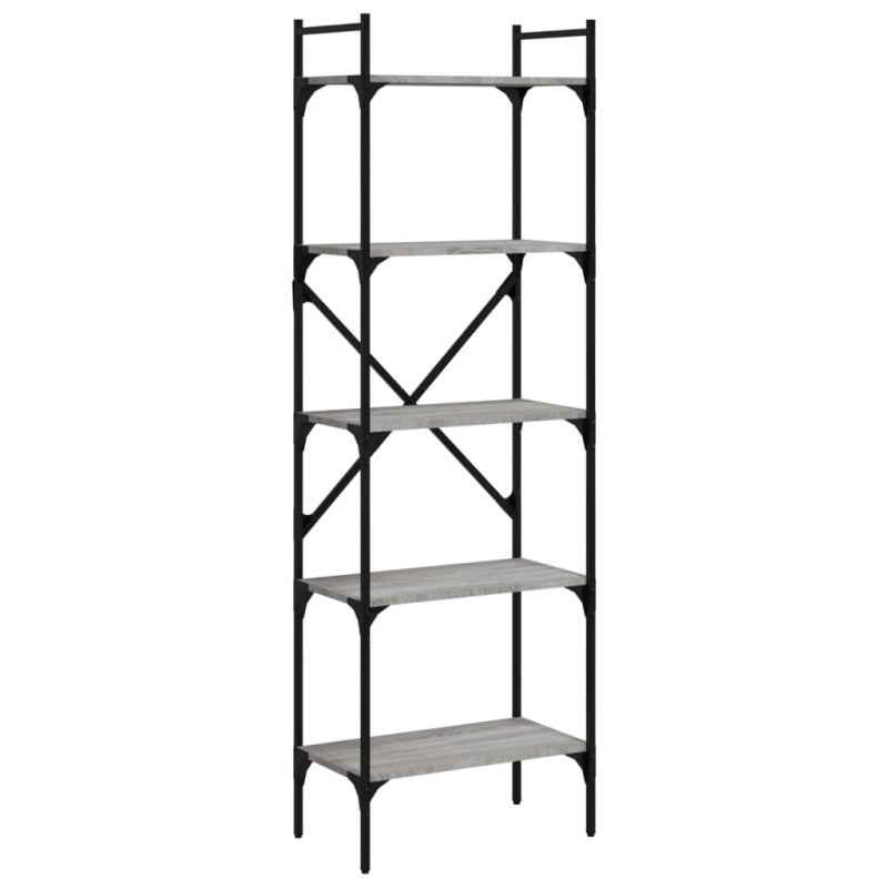 vidaXL Βιβλιοθήκη 5 Επιπέδων Γκρι Sonoma 56x31,5x174 εκ. Επεξ. Ξύλο