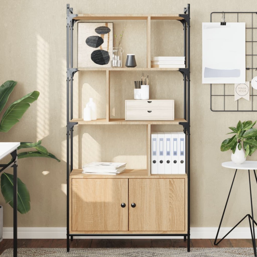 vidaXL Βιβλιοθήκη με Πορτάκια από Sonoma Δρυς 76,5x30x154,5 εκ. από Τεχνητό Ξύλο